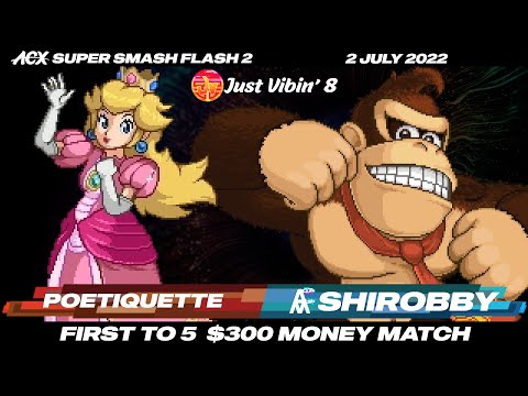 Poetiquette (Peach) vs shirobby (Donkey Kong, Fox) - $300 Money Match - Just Vibin' 8