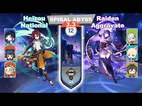 C4 Heizou ft.Yelan National & C1 Raiden Aggravate - Spiral Abyss 3.3
