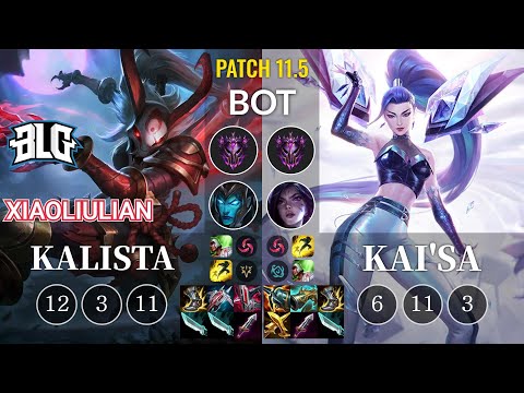 BLG xiaoliulian Kalista vs Kai'Sa Bot - KR Patch 11.5