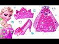 Play Doh Making Colorful Sparkle Disney Princess Frozen Elsa Dress Crown and High Heels Play Doh Toy