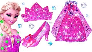 Play Doh Making Colorful Sparkle Disney Princess Frozen Elsa Dress Crown and High Heels Play Doh Toy