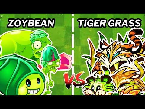 PvZ 2 Challenge- Zoybean Pod Plant VS Tiger Grass Plant - PVZ 2