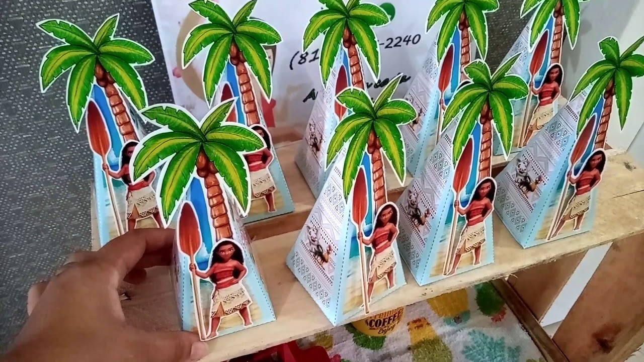 CAIXA PIRÂMIDE TEMA MOANA