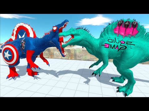 CAPTAIN AMERICA SPINOSAURUS vs SPIDERMAN SPINO DEATH RUN - Animal Revolt Battle Simulator