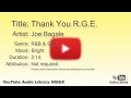 Thank You R G E Joe Bagale R B Soul Bright YouTube Audio Library BGM