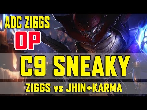 C9 Sneaky ADC Ziggs vs Jhin & Karma Bot Lane S7 Ranked VoD #3