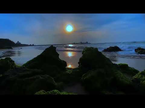4K Calming Ocean Sunset Ambience. Gentle Wave Sounds - White Noise ASMR -  Sea Ocean Sounds LIVE