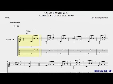 Carulli Guitar-Op.241 Waltz in C (No.1)/BlackguitarTab