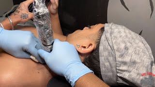 Black & Grey Angel  Neck Tattoo | Tattoo Timelapse