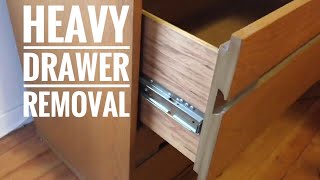 Lateral file cabinet drawer removal - side glide drawer removal
