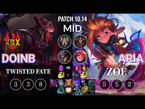 FPX Doinb Twisted Fate vs CGA Aria Zoe Mid - KR Patch 10.14