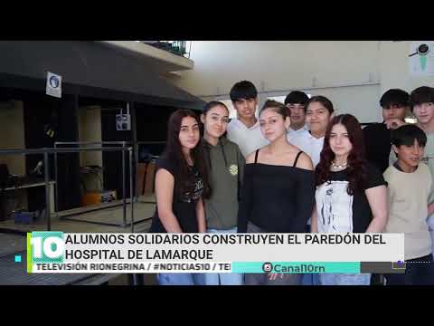 Alumnos solidarios construyen el paredón del hospital de Lamarque