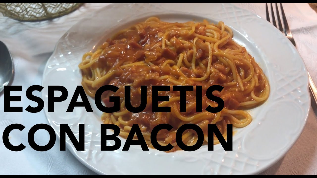 Cómo hacer ESPAGUETIS CON SALSA DE TOMATE & BACON [Receta: PASO A PASO]