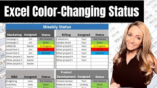 Color coding status. More practice using conditional formatting and data validation. - Excel Xpert tutorial video