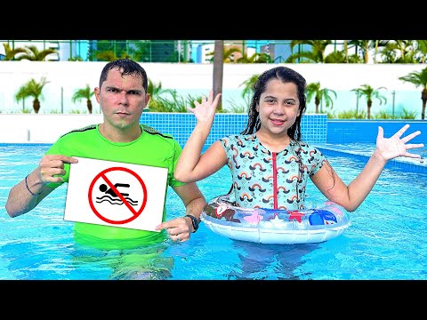 SARAH aprende as REGRAS DE CONDUTA pra CRIANÇAS na PISCINA 2 | Rules of Conduct for Children in Pool