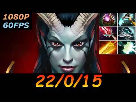 Dota 2 Queen of Pain Pro 22/0/15 (Kills/Deaths/Assists) Top MMR 847 GPM Ranked Full Gameplay