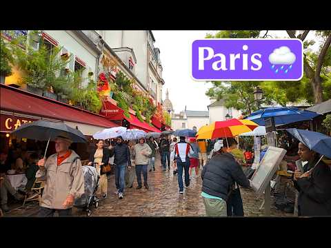 Paris, France 🌧️ - Paris in the rain, a walk in Montmartre - Paris famous district - Paris 4K HDR