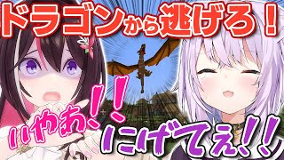 【#ホロドラゴンマイクラ】決死の逃走劇を繰り広げるあずきちとおかゆんw【ホロライブ/AZKi/あずきち】