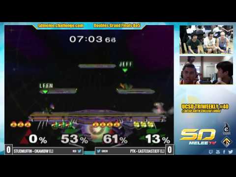 UCSD Triweekly #40 - Studmuffin + OkamiBW Vs. PTK + EastCoastJeff - Melee Doubles Grand Finals