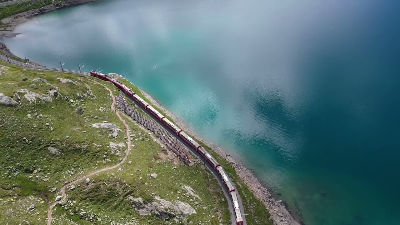 4K Free Stock Footage – Glacier Express & Bernina Express Train | No Copyright Scenic Railway Video