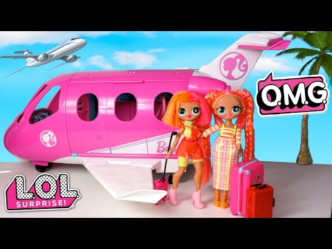 Family Travel Routine With LOL OMG Neon Sisters - Barbie Toys