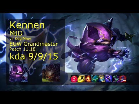 Kennen vs Kog'Maw Mid - EUW Grandmaster 9/9/15 Patch 11.18 Gameplay