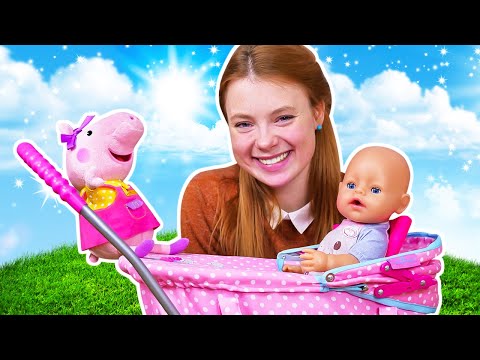 Irene, Peppa & Baby Born at Kindergarten! | Two episodes in one video | Dolls in German