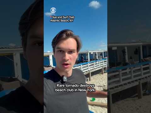 Rare tornado destroys beach club in New York #shorts