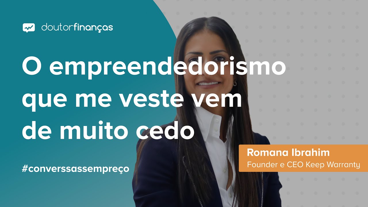 computador onde se pode ver uma imagem da entrevista que Rui Bairrada, CEO do Doutor Finanças, fez a Romana Ibrahim, CEO da Keep Warranty