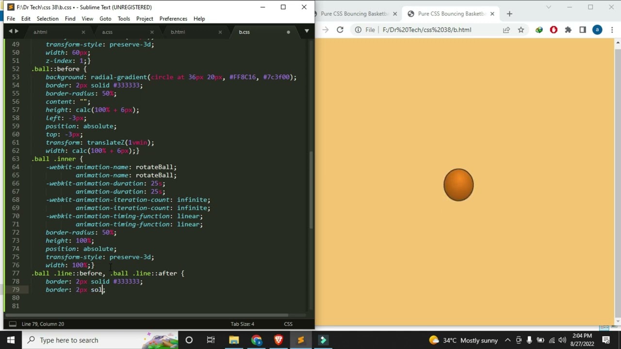 Pure CSS Bouncing Basketball Loader Create With Html And Css @drtech1188  |CSS| |WEBSITE| |ANIMATION|