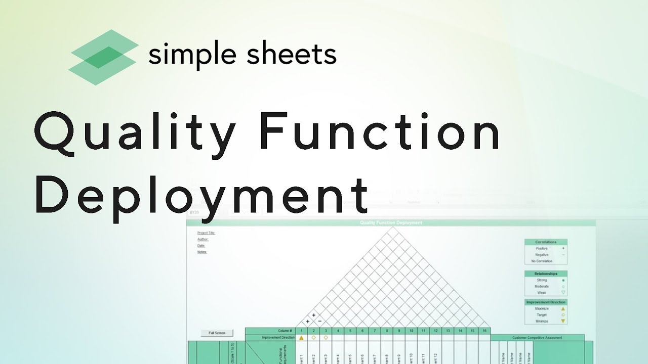 House of Quality Excel Template Step-by-Step Video Tutorial by Simple Sheets