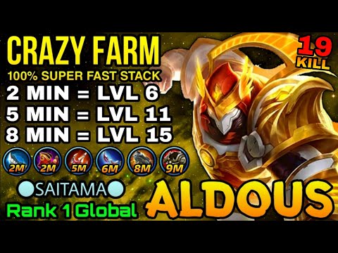 HYPER CARRY Aldous Lvl 15 in 8 MINs Super Fast Stack!! - Top 1 Global Aldous by ●SAITAMA● - MLBB