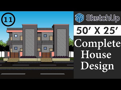 50 X 25 House Design in Sketchup for Beginners || Tutorial in Hindi