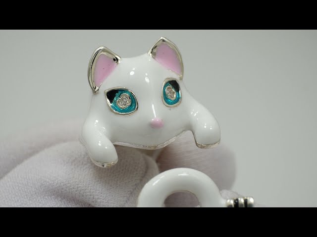 Срібна каблучка "Кішечка" 391кю Відео огляд