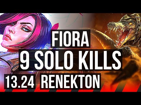 FIORA vs RENEKTON (TOP) | 9 solo kills, 13/1/1, 1300+ games, Legendary | BR Grandmaster | 13.24