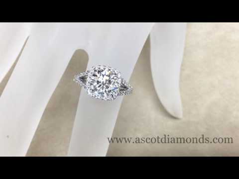 Cushion Halo Split Diamond Band Engagement Ring