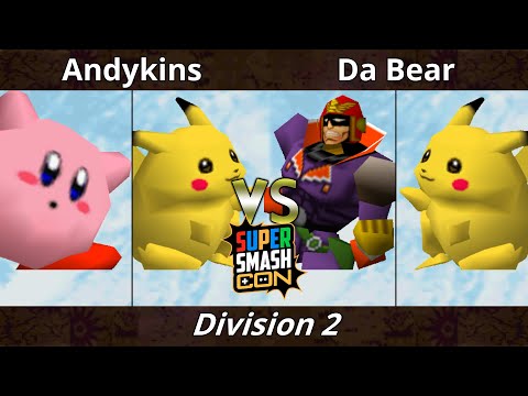 SSC 2022 Division 2 - Andykins (Pikachu, Kirby) Vs. Da Bear (Pikachu, Falcon) SSB64 Smash Bros