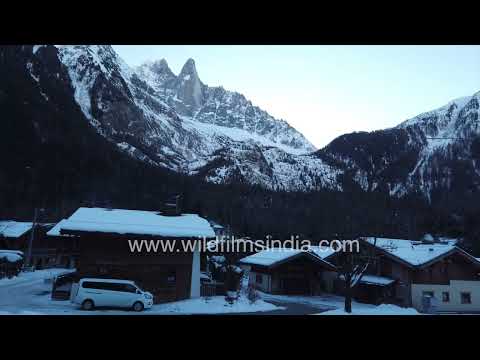 Chalet Jatoba in Les Tines area of Chamonix, with clear views of Mt Blanc peak in French Alps