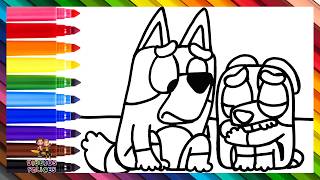 Dibuja y Colorea A Bluey Y Bingo Tristes 🐶😥🐶 Dibujos Para Niños