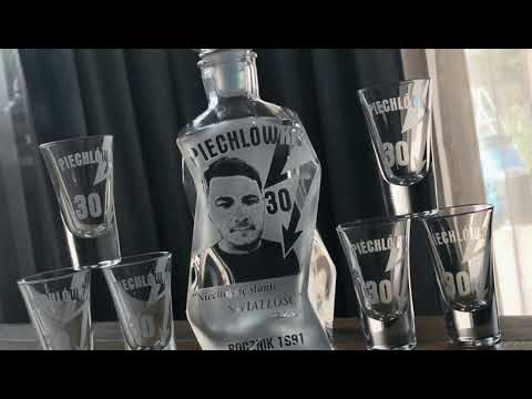 Karafka łamana i 6 kieliszków do wódki-grawerowany prezent dla elektryka na 30 urodziny IDEA GLASS