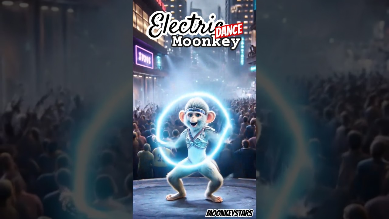 ELECTRIC MOONKEY DANCING #funny #dance #happy #kids #animation #story #monkey #light #hearth #love