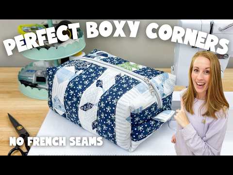 How to Sew a Boxy Makeup Bag | Zipper Tabs + No Raw Edges