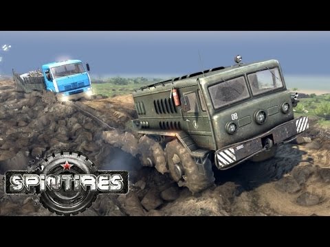 SPINTIRES 2014 New Official Map Flood Map - D 535 Truck Rescuing the C 6520 Truck + Utility Trailer