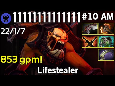 853 gpm! 11111111111111 #10 AM plays Lifestealer!!! Dota 2 - 8961 Avg MMR