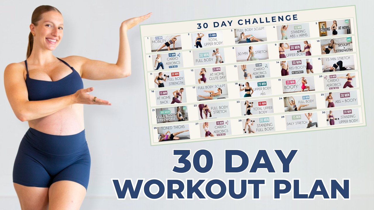30 DAY HOME WORKOUT CHALLENGE | FREE Full Body Workout Plan