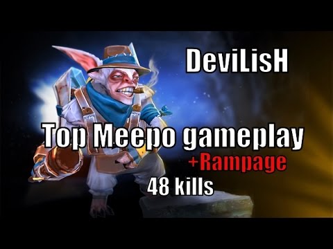 DeviLisH Top Meepo gameplay 48 kills+rampage[Ranked match/ 6494MMR]