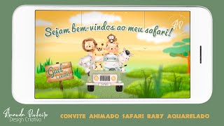 Vídeo de Convite Animado Safari Baby Aquarela