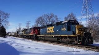 preview picture of video 'CSXT 8437, an SD40-2, with Two C40-8s on 2/19/2014'