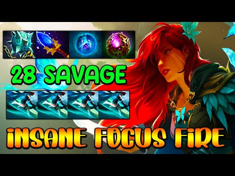 INSANE FOCUS FIRE 28 SAVAGE [ Windranger ] NONSTOP TEAM FIGHT - DOTA 2 GAMEPLAY