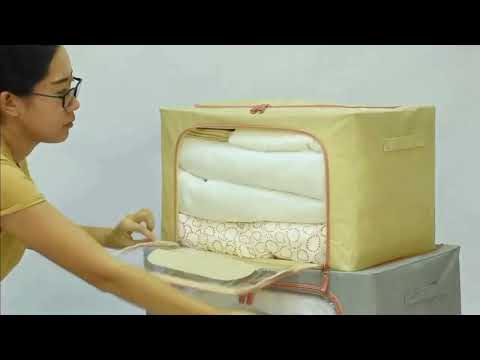 Gambar Stora Kotak Penyimpanan Lipat Ritsleting 60x42x40 cm - Abu-Abu